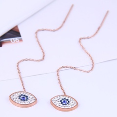Korean version of fashion simple titanium steel earrings Devil’s Eye personalized long earrings