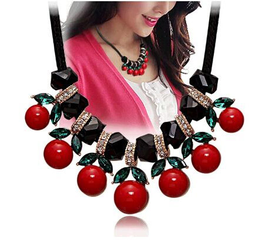 European and American fashion metal trend cherry personality necklace
