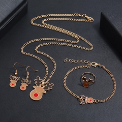 Fashion cartoon elk dripping oil bracelet necklace ring earring combination 4-piece set female
