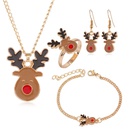 Fashion cartoon elk dripping oil bracelet necklace ring earring combination 4piece set femalepicture13