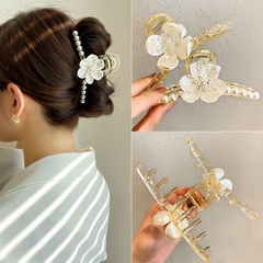 Pearl flower hairpin Korean plate hair shark clip geometric hair accessories