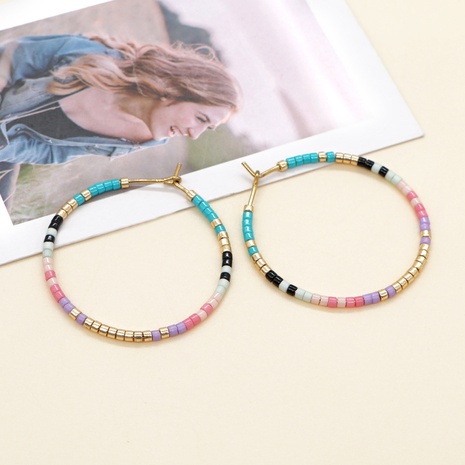 ethnic miyuki rainbow rice beads big ear hoop wholesale's discount tags