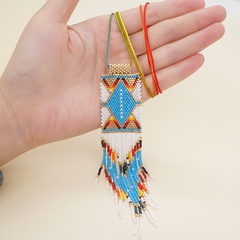 Bohemian ethnic miyuki rice beads hand-woven classical long tassels necklace