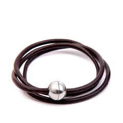 Men's genuine leather titanium steel bell bracelet