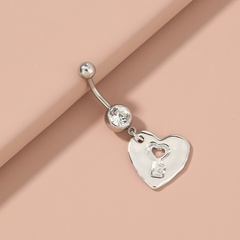 heart shape hollow pendant stainless steel belly button nail piercing simple personality belly button ring
