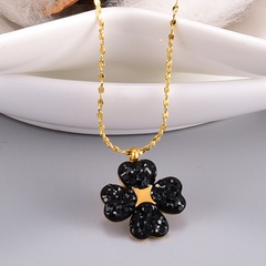 Fashion black flower fine gypsophila necklace titanium steel necklace