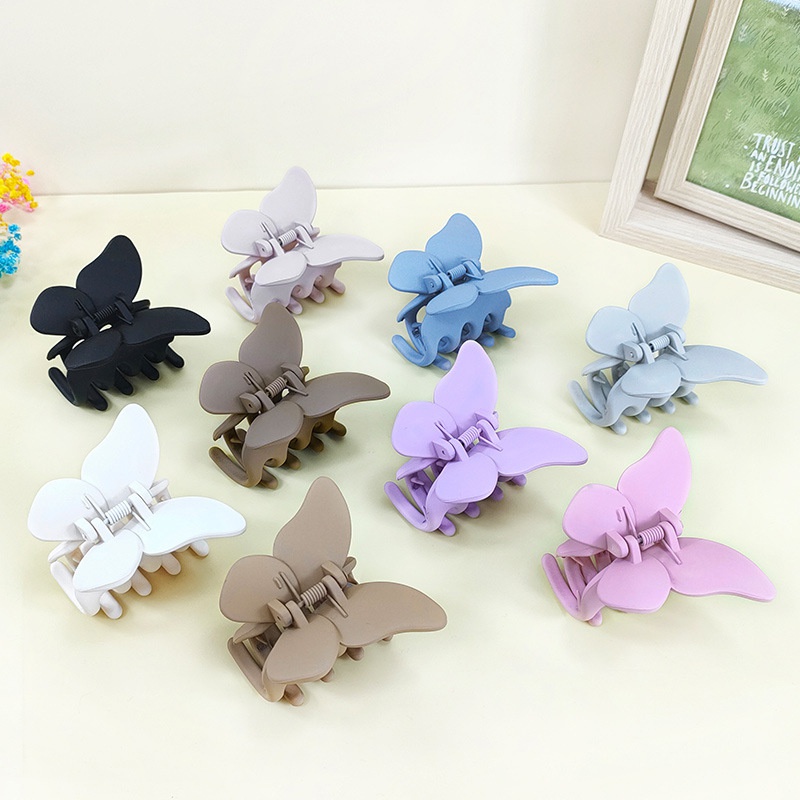 Korean cute butterfly hairpin back head plate candy color frosted catch clip shark clip female