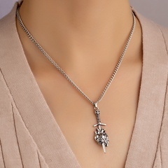 European American jewelry punk retro sword female hip-hop style skull clavicle chain necklace wholesale