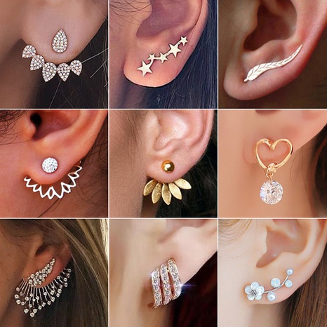 new crystal heart asymmetrical leaf pendant earrings wholesale's discount tags