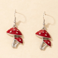 Fashion Personality Earrings Red Mushroom Drop Oil Ear Hook Irregular Geometric Alloy Earrings