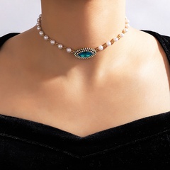 Mode Persönlichkeit Halskette Blaue Augen Diamant Einschichtige Halskette