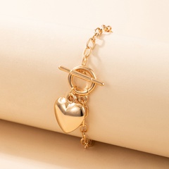 Fashion Simple Jewelry Lock Single Layer Bracelet Geometric Heart Chain Bracelet