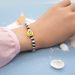 Regenbogen Armband Ethnische Glas Hirse Perlen Weiche Keramik Gelbes Smiley Armband