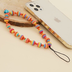 Bohemian retro colorful beads soft pottery flower mobile phone lanyard