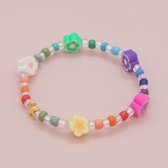 Bohemian Bracelet Ethnic Glass Millet Beads Mixed Color Flower Soft Ceramic Bracelet