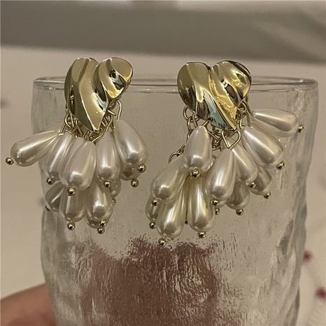 retro heart pearl beaded tassel flower earrings wholesale's discount tags