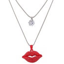 Korean Fashion Metal Simple Flashing Diamond Lips Double Long Necklacepicture3
