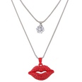 Korean Fashion Metal Simple Flashing Diamond Lips Double Long Necklacepicture4