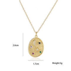 retro bohemian geometric pendant copper micro-inlaid zircon necklace