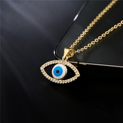 18K gold-plated copper love star devil's eye pendant inlaid zircon necklace jewelry