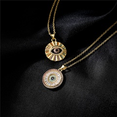 European American new copper micro-inlaid zircon pendant lucky devil's eye necklace