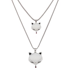 Korean Fashion Metal Simple Flashing Diamond Fox Double Long Necklace