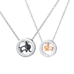 Korean elephant couple stainless steel necklace