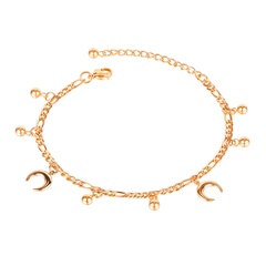 Bracelet de cheville pour femme en acier titane plaqué or rose et perle ronde sauvage