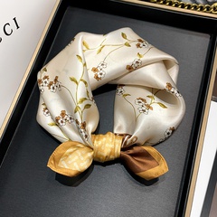 2021 spring and summer new floral print pattern silk scarf fashion small square scarf