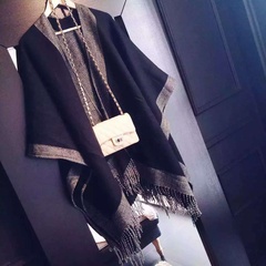 Herbst und Winter neue Mode grau und schwarz doppelseitig großer Schal Damen