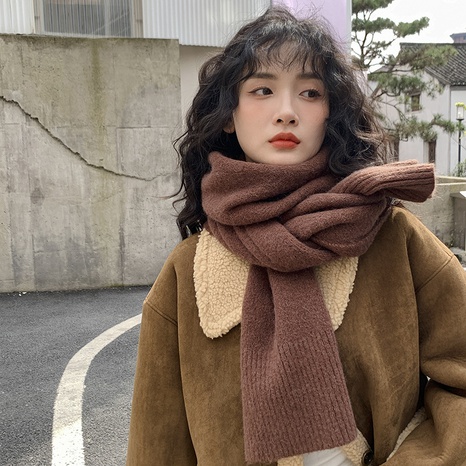 Écharpe femme sauvage tricotée couleur unie chaleur épaisse châle caramel écharpe en laine coréenne NHCJ495795's discount tags