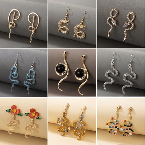 European and American exaggerated snake-shaped earrings's discount tags