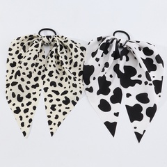 New fashion leopard ribbon hair tie long knotted hair scrunchies