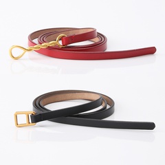 Leather belt cowhide jeans trousers without holes belt Korean fashion casual small belt wholesale