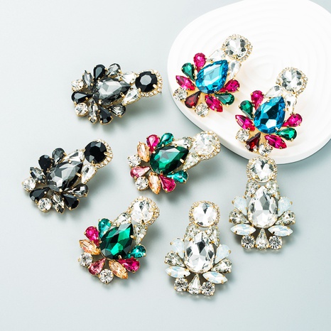 drop-shaped earrings diamond European and American full diamond earrings NHLN507070's discount tags