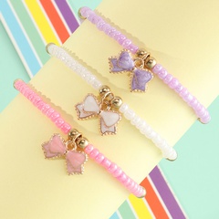 Color beaded bow pendant bracelets 3 set
