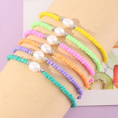 Color beaded splicing pearl bracelet 6 set