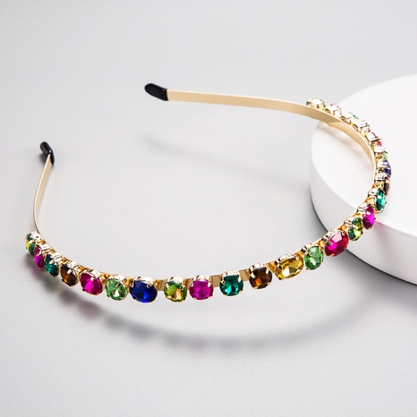 European and American style inlaid glass rhinestone colored diamond hairband's discount tags