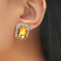 Women's Rhinestone Stud Yellow Gem Alloy Earrings