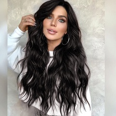 Long Black Wavy Wig For Women Synthetic Hair Heat Resistant Fiber Wig