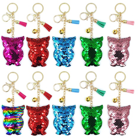 sequin keychain cartoon owl bell tassel bag pendant car key chain  NHDI496163's discount tags