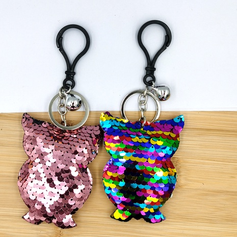 reflective fish scale sequined owl keychain accessories NHDI496164's discount tags