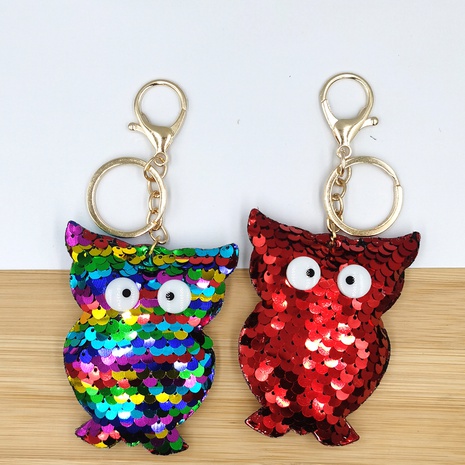 Reflective fish scale sequin keychain cartoon owl bag pendant  NHDI496165's discount tags