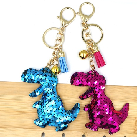 pendentif pompon de sac de porte-clés de dinosaure à paillettes d'écailles de poisson réfléchissantes NHDI496170's discount tags