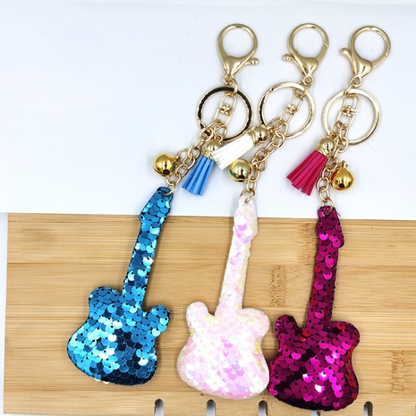fish scale sequin keychain small guitar pendant wholesale NHDI496179's discount tags