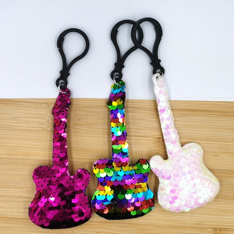 fish scale sequin keychain small guitar key accessories NHDI496180's discount tags