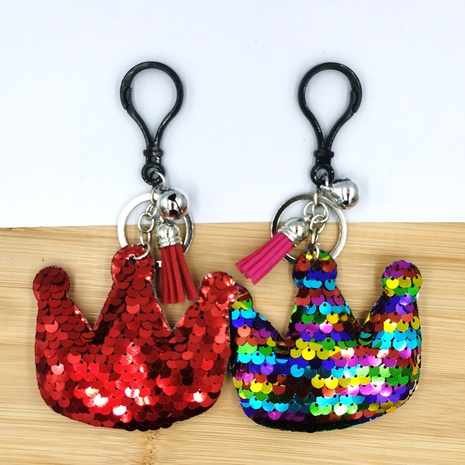 European and American fashion shiny crown ornaments sequin key chain NHDI496183's discount tags