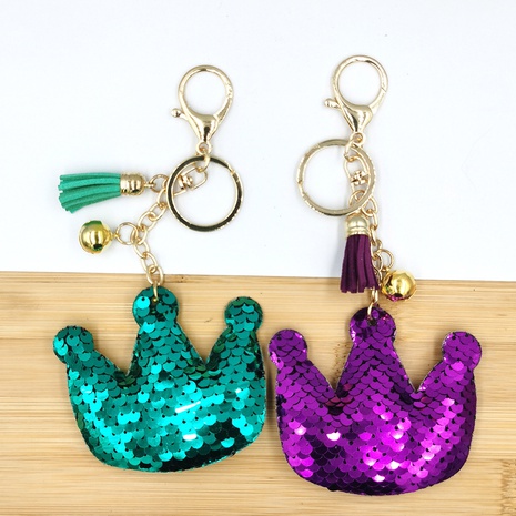 Paillettes réfléchissantes porte-clés sac pompon pendentif créatif brillant couronne ornement NHDI496184's discount tags