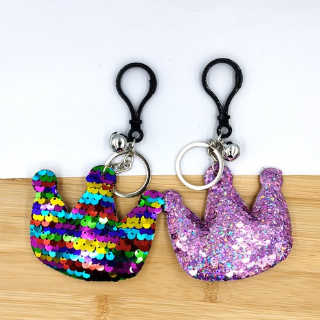 fish scale sequin key chain bag pendant shiny crown pendant NHDI496186's discount tags