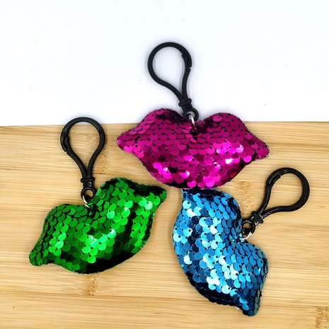 cute sexy lips girl bag pendant double-sided reflective sequin keychain NHDI496193's discount tags